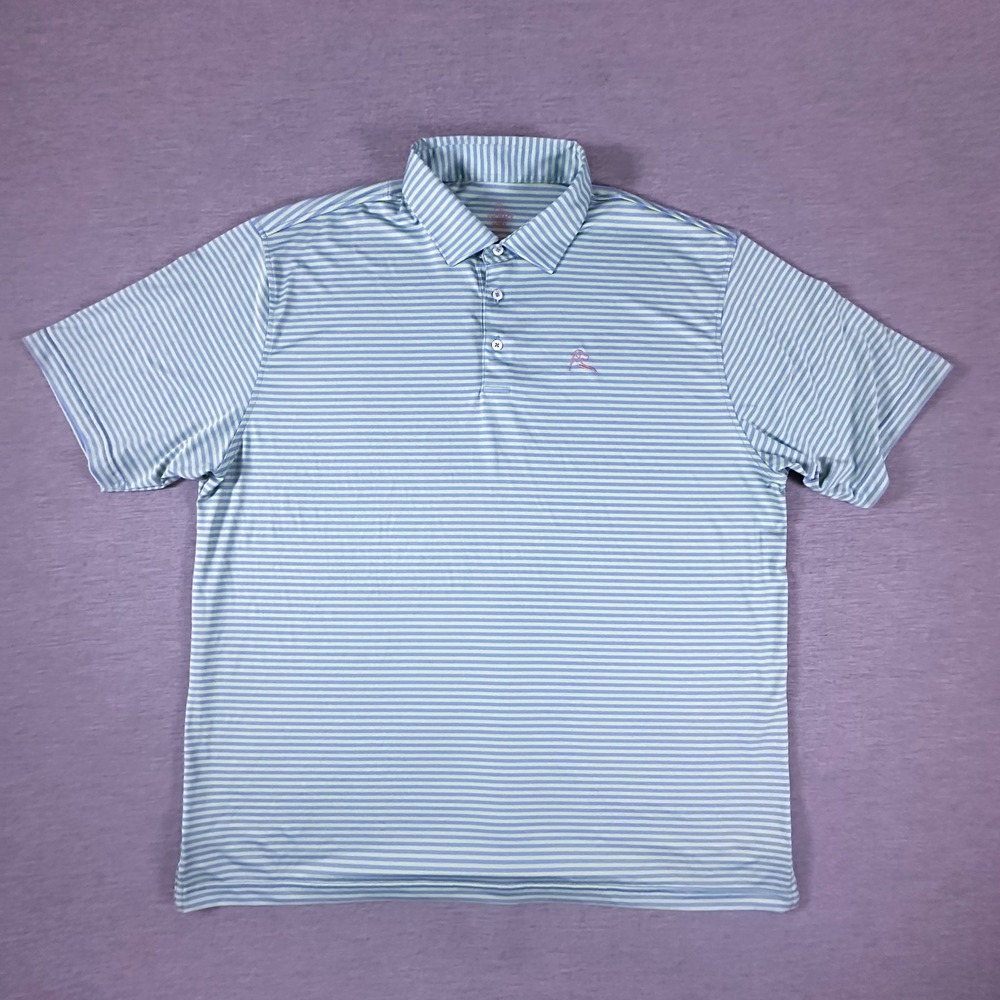 Rhoback Polo Shirt Mens 2XL Green Blue Performance Golf Prep Stretch Comfort